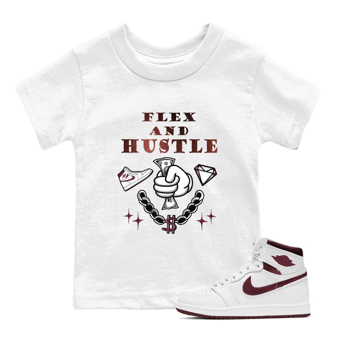 Metallic 1 Kids Burgundy - Sneaker Air Free shipping Jordan Hustle SNRT Tees And Overnight delivery Flex