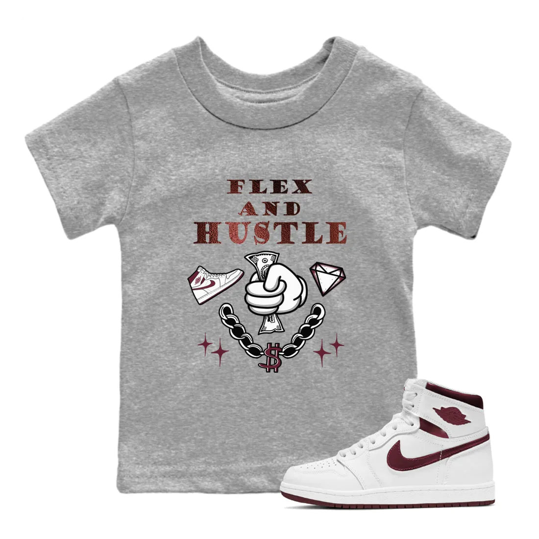 Metallic 1 Kids Burgundy - Sneaker Air Free shipping Jordan Hustle SNRT Tees And Overnight delivery Flex