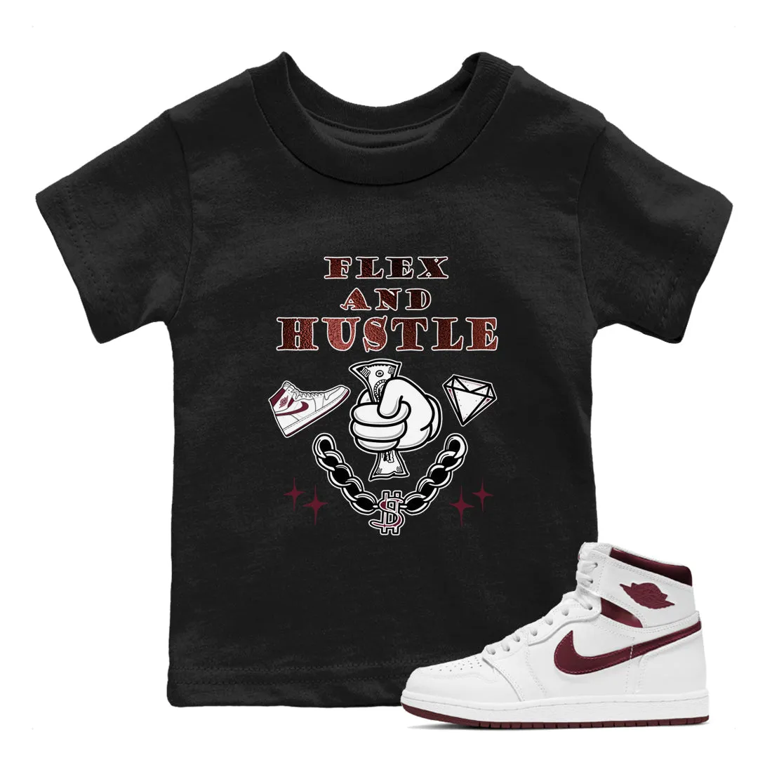 Metallic 1 Kids Burgundy - Sneaker Air Free shipping Jordan Hustle SNRT Tees And Overnight delivery Flex