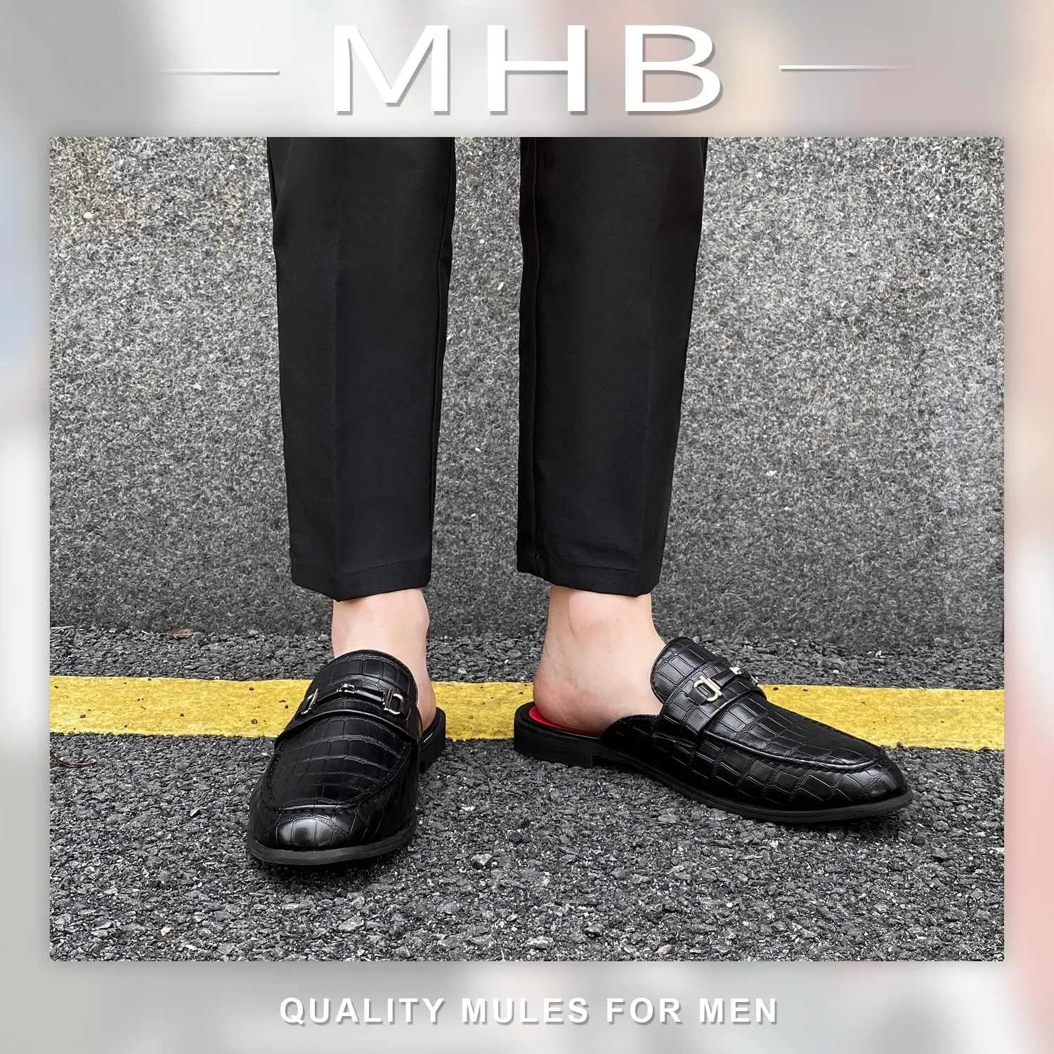 MHB Men's Mule Stylish Backless Slip-On Loafer Casual Dress Sandal Shoes Fashionable Slipper for Men Plus Size 7-13