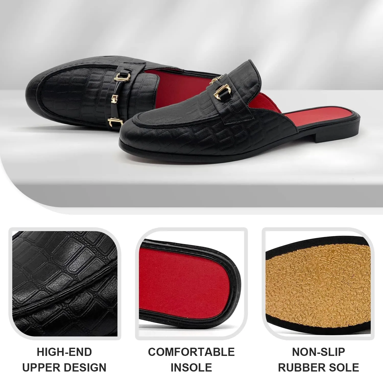 MHB Men's Mule Stylish Backless Slip-On Loafer Casual Dress Sandal Shoes Fashionable Slipper for Men Plus Size 7-13