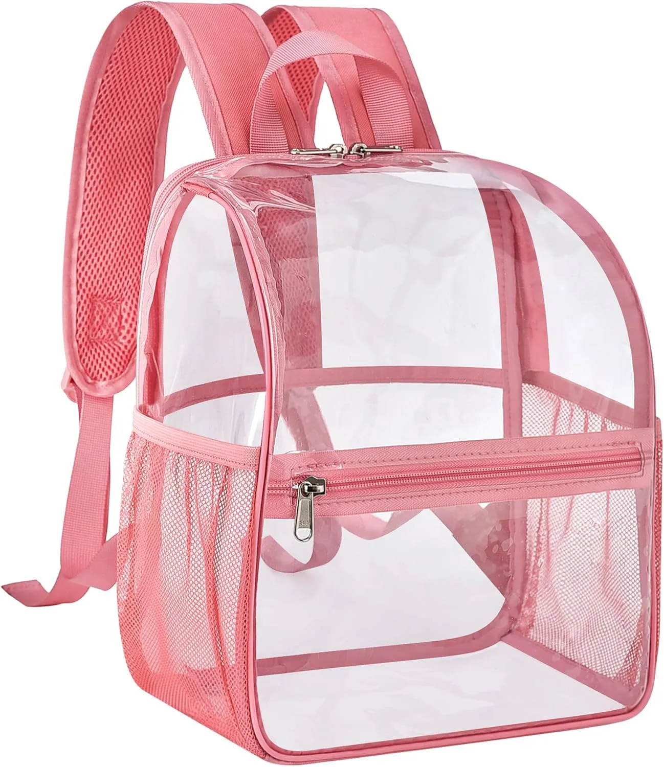 Mildbeer Small Clear Backpack, Stadium Approved 12x12x6 Clear Backpack for Women with 2 Bottle Holders for Festival Concert Sports Events
