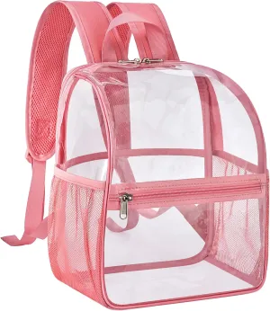 Mildbeer Small Clear Backpack, Stadium Approved 12x12x6 Clear Backpack for Women with 2 Bottle Holders for Festival Concert Sports Events