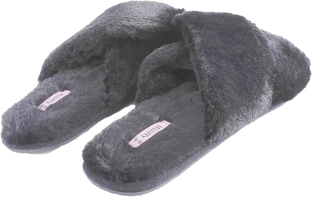 Millffy Fuzzy Fluffy Open Toe Slippers for Summer Warm Comfy flip Flop Slippers for Women Slip on
