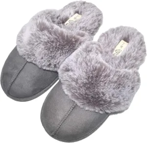 Millffy Women's Comfy Faux Fur Lining Clog Scuff House Shoes Memory Foam Slip on Anti-Skid Sole
