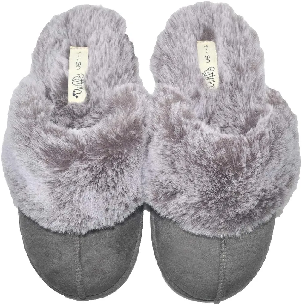 Millffy Women's Comfy Faux Fur Lining Clog Scuff House Shoes Memory Foam Slip on Anti-Skid Sole