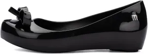 mini melissa Ultragirl with Bow Ballet Flats for Girls- Comfortable & Cute Peep Toe Jelly Flat Shoes with Transparent Upper and Small Bow for Kids