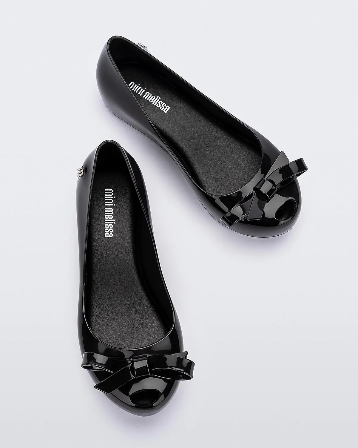 mini melissa Ultragirl with Bow Ballet Flats for Girls- Comfortable & Cute Peep Toe Jelly Flat Shoes with Transparent Upper and Small Bow for Kids