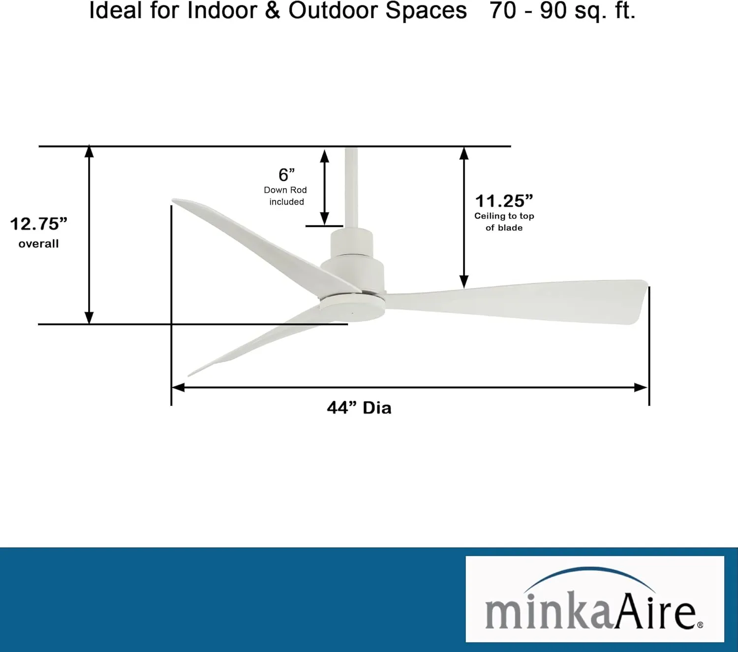 Minka-Aire 44" LED CEILING FAN, Flat White