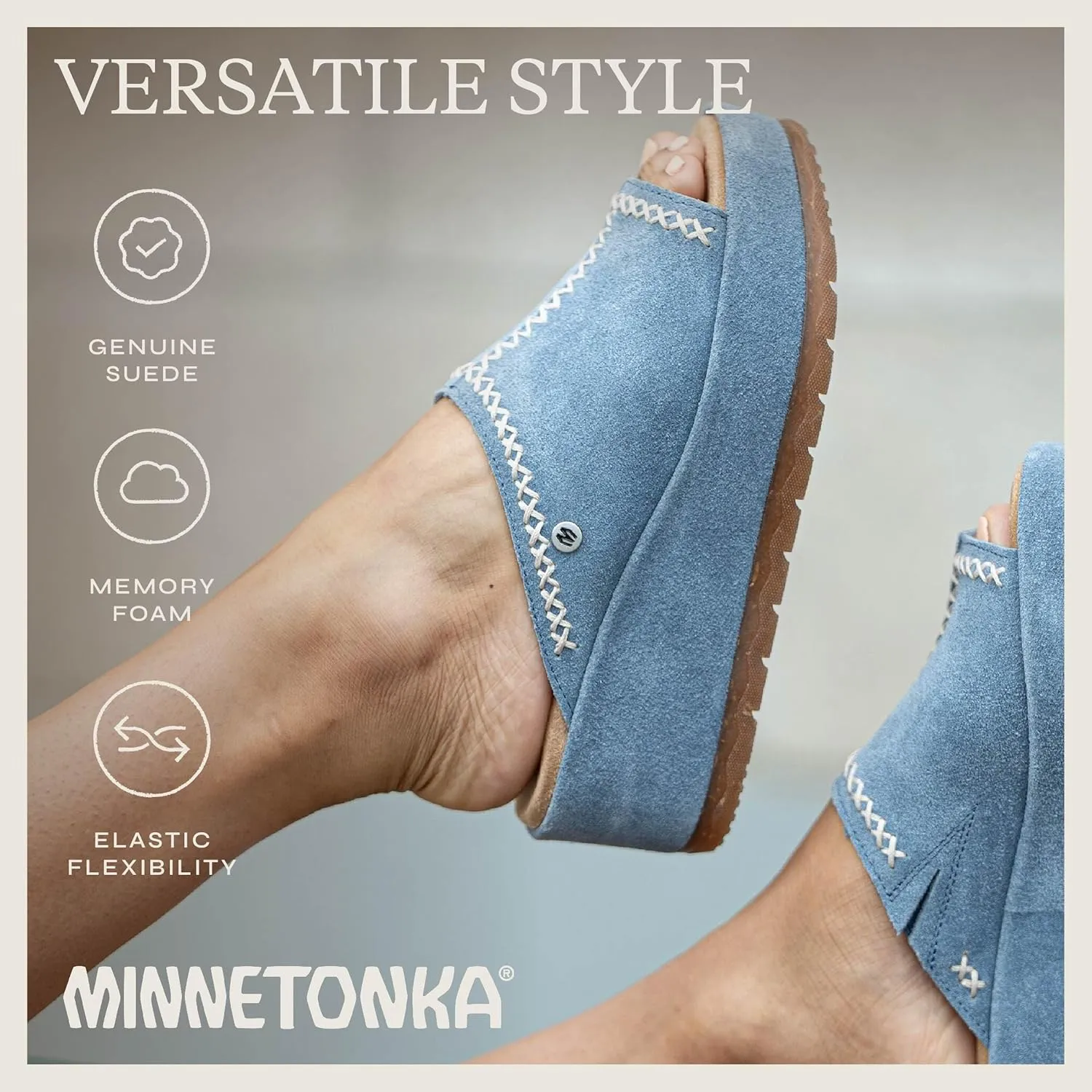 Minnetonka Paislee – Women’s Wedge Sandals with Slip-On Design, Genuine Suede, Microfiber Lining, and Thick Rubber Sole