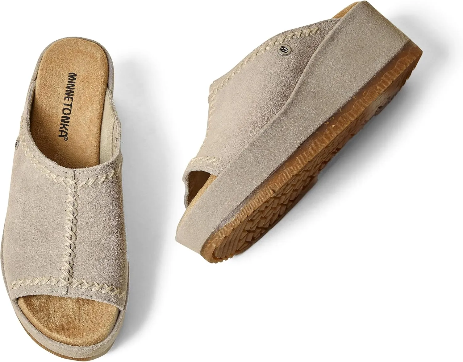 Minnetonka Paislee – Women’s Wedge Sandals with Slip-On Design, Genuine Suede, Microfiber Lining, and Thick Rubber Sole