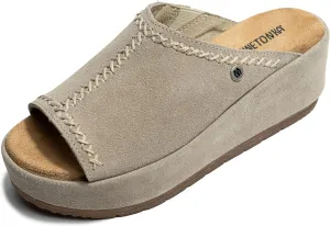 Minnetonka Paislee – Women’s Wedge Sandals with Slip-On Design, Genuine Suede, Microfiber Lining, and Thick Rubber Sole