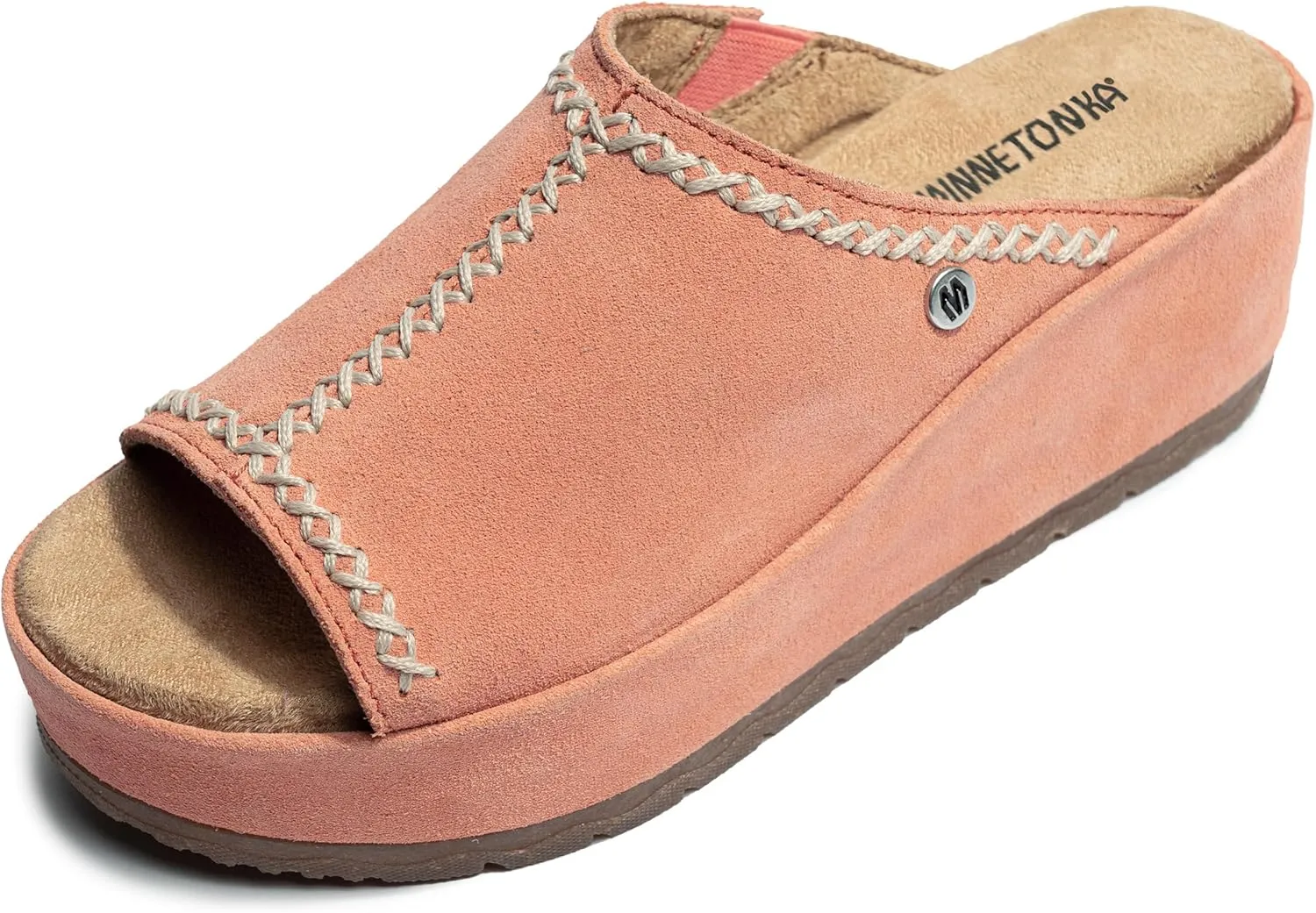 Minnetonka Paislee – Women’s Wedge Sandals with Slip-On Design, Genuine Suede, Microfiber Lining, and Thick Rubber Sole