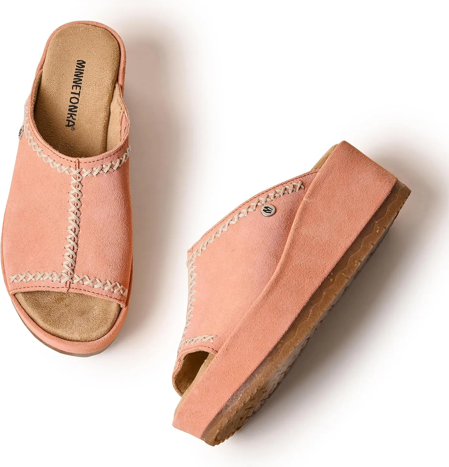 Minnetonka Paislee – Women’s Wedge Sandals with Slip-On Design, Genuine Suede, Microfiber Lining, and Thick Rubber Sole