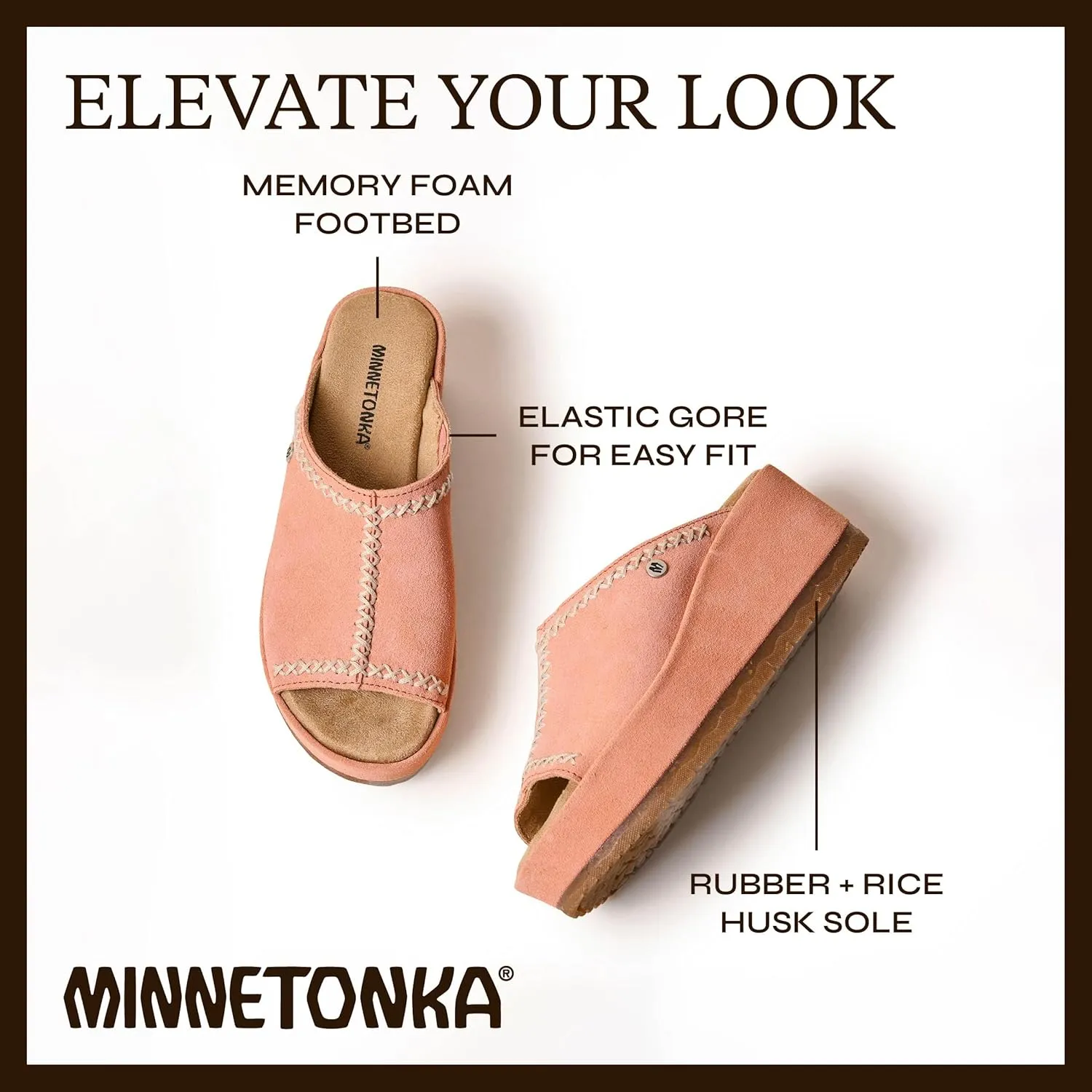 Minnetonka Paislee – Women’s Wedge Sandals with Slip-On Design, Genuine Suede, Microfiber Lining, and Thick Rubber Sole