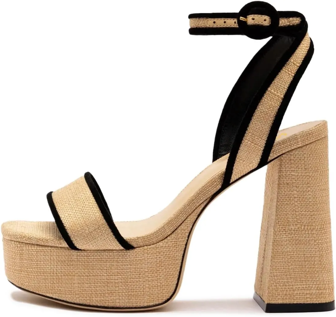 miss left Women Stylish Open Toe Platform Sandals Ankle Strap Backless Chunky High Heels Summer Party Club Date Dance Shoes Size 4-16 US