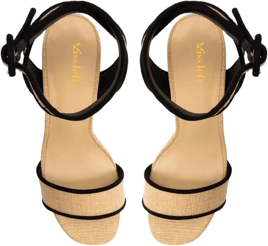 miss left Women Stylish Open Toe Platform Sandals Ankle Strap Backless Chunky High Heels Summer Party Club Date Dance Shoes Size 4-16 US