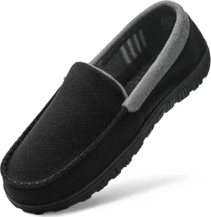 MIXIN Mens Moccasins Slippers Slip On House Shoes with Warm and Cozy Memory Foam Hard Sole Indoor Outdoor