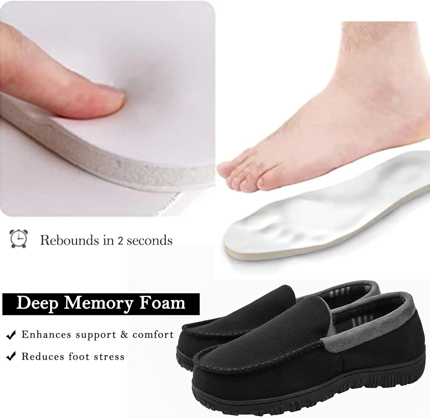 MIXIN Mens Moccasins Slippers Slip On House Shoes with Warm and Cozy Memory Foam Hard Sole Indoor Outdoor