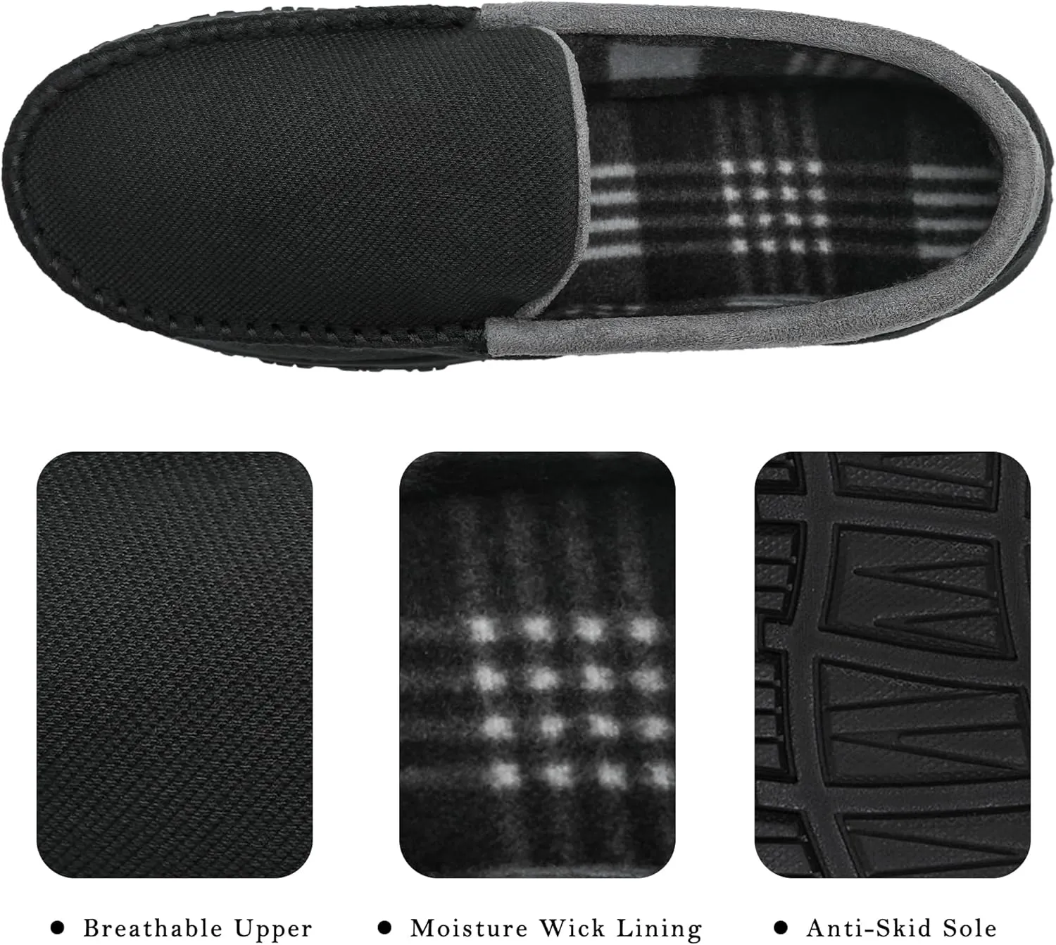 MIXIN Mens Moccasins Slippers Slip On House Shoes with Warm and Cozy Memory Foam Hard Sole Indoor Outdoor