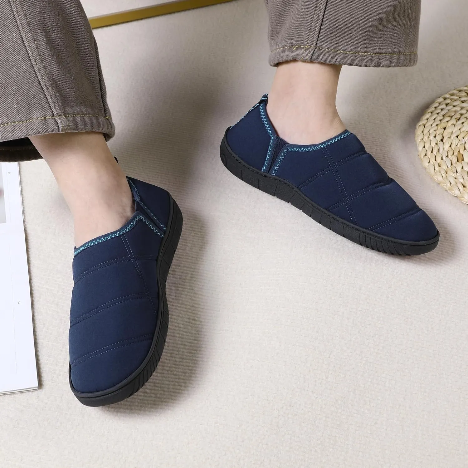 MIXIN Mens Slippers Indoor Outdoor Comfy Slip On Memory Foam House Shoes