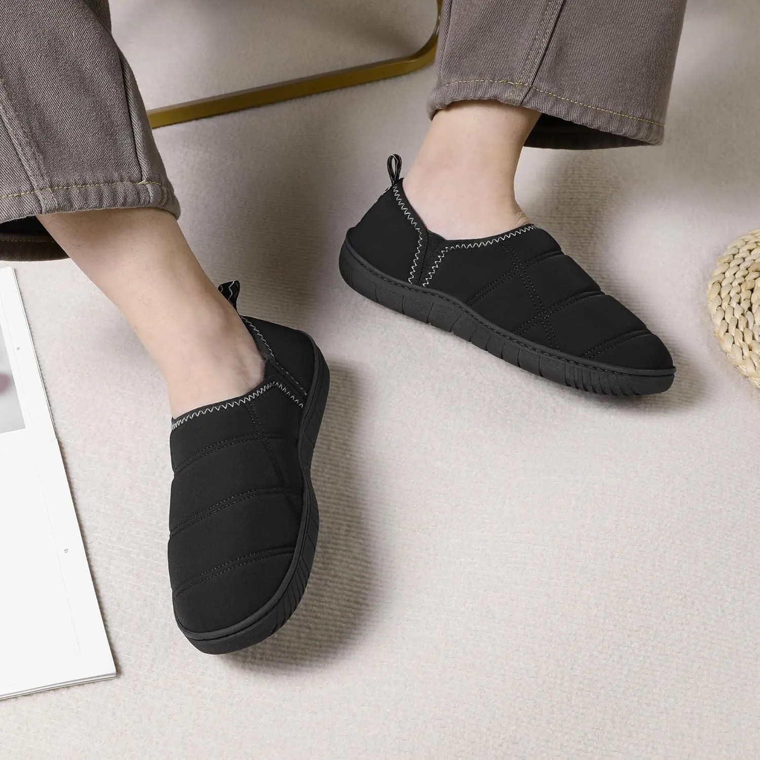 MIXIN Mens Slippers Indoor Outdoor Comfy Slip On Memory Foam House Shoes