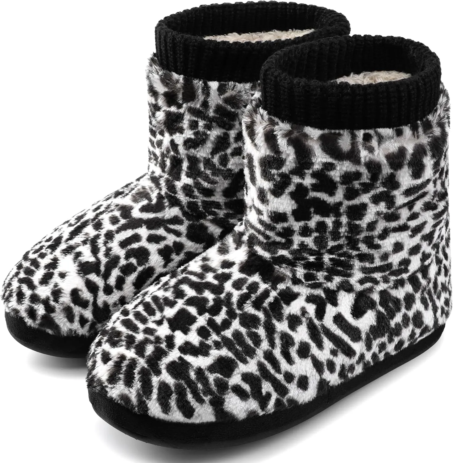 MIXIN Women's Comfort Warm Faux Fleece Fuzzy Ankle Bootie Slippers Plush Lining Slip-on House Shoes Anti-Slip Sole Indoor/Outdoor
