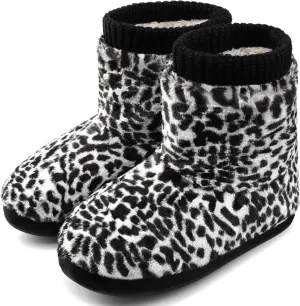 MIXIN Women's Comfort Warm Faux Fleece Fuzzy Ankle Bootie Slippers Plush Lining Slip-on House Shoes Anti-Slip Sole Indoor/Outdoor