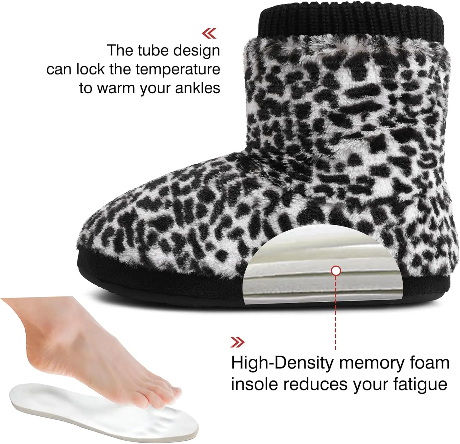 MIXIN Women's Comfort Warm Faux Fleece Fuzzy Ankle Bootie Slippers Plush Lining Slip-on House Shoes Anti-Slip Sole Indoor/Outdoor