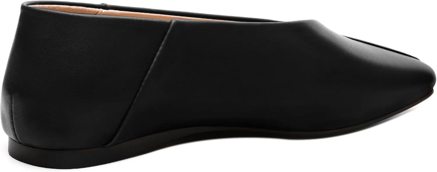 MODENCOCO Womens Flats Square Toe Ballet Flat for Women Loafers Flats Dress Shoes Comfortable Business Casual Work Shoes