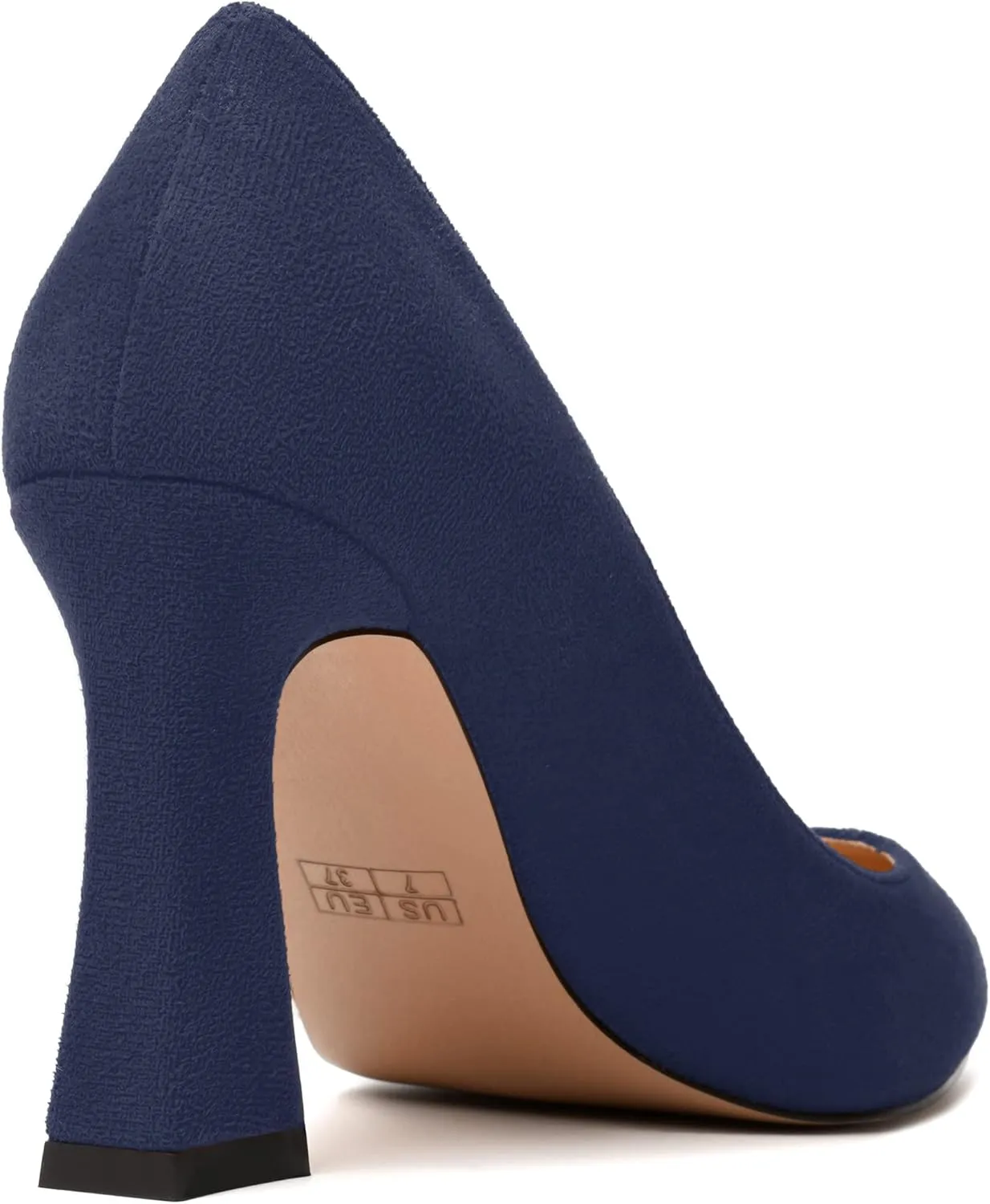 MODENCOCO Womens Slip On Solid Office Sexy Pointed Toe Fashion Suede Block High Heel Pumps Dress Shoes 3.5 Inch