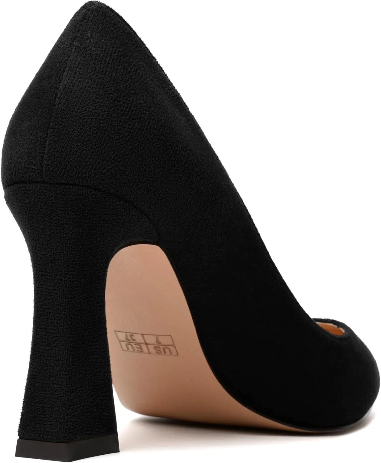 MODENCOCO Womens Slip On Solid Office Sexy Pointed Toe Fashion Suede Block High Heel Pumps Dress Shoes 3.5 Inch