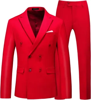 MOGU Mens 2 Piece Double Breasted Suit Slim Fit Tuxedo Blazer and Pants for Wedding Prom Homecoming