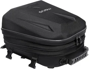 MOSISO Motorcycle Tail Bag, Motorcycle Backpack Helmet Bag with Expandable Capacity 20L-28L, Waterproof Motorbike Rear Seat Storage Luggage Tool Gear Carry Bag with Handle & Rain Cover, Black