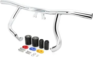 Motorcycle Engine Guard Flat Out Crash Bar for Harley-Davidson Touring Street Glide Road Glide Road King Electra/Ultra Models (2014-2025) (Chrome)