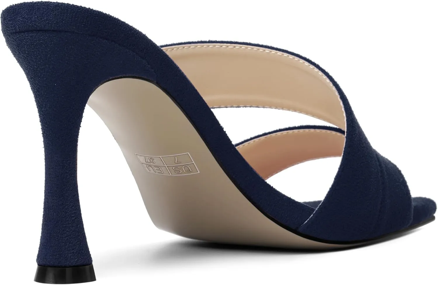 MOVINSTEPS Womens Solid Casual Slip On Suede Dating Square Toe Spool High Heel Heeled Sandals 3.3 Inch