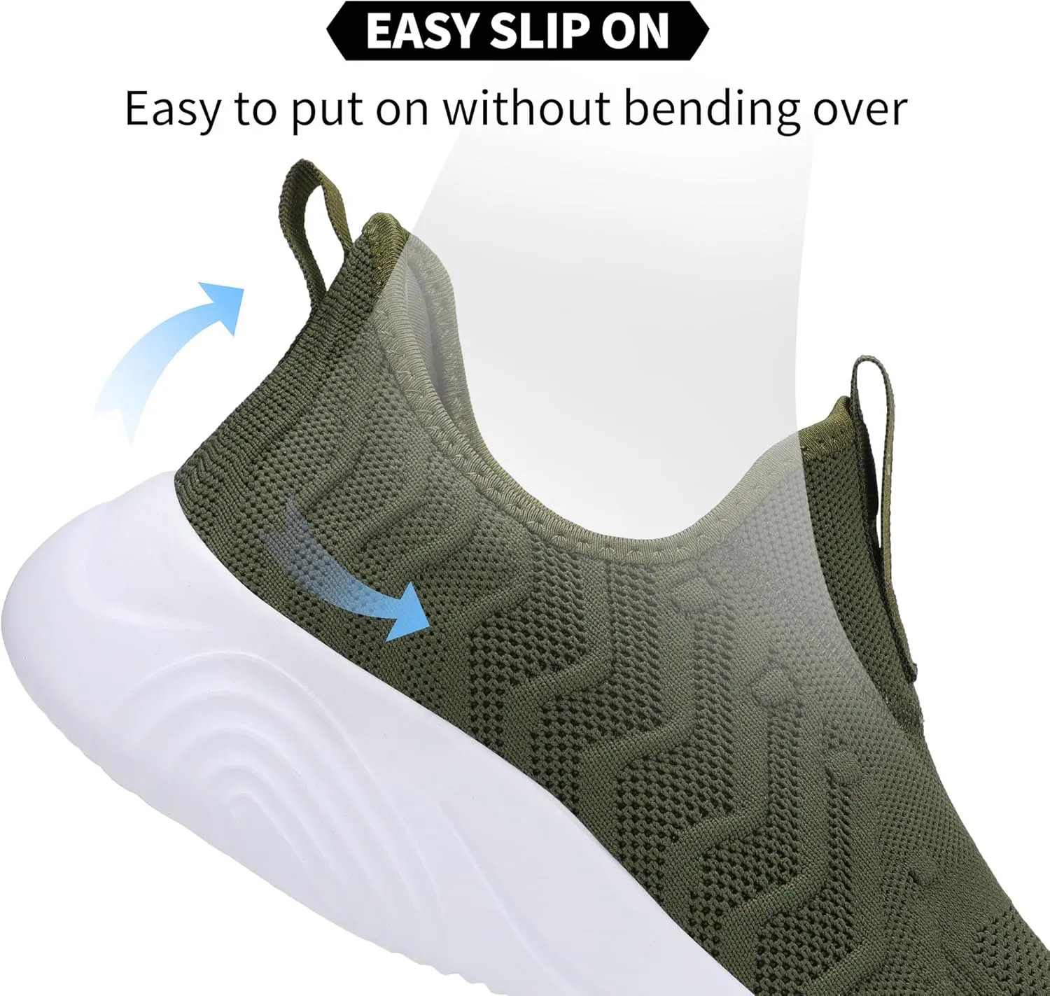 MRIP Mens Slip On Walking Shoes Lightweight Non Slip Gym Workout Running Shoes Mesh Breathable Cushion Fashion Tennis Athletic Casual Sneakers