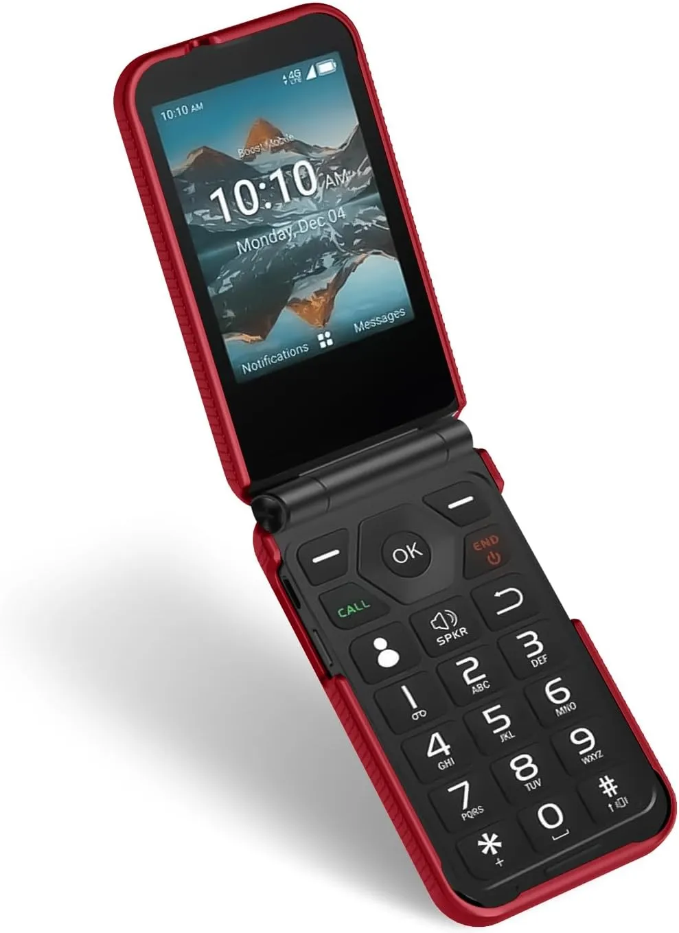 Nakedcellphone Case for Consumer Cellular Iris Easy Flip Phone/Boost Mobile Summit Flip 4G, Slim Hard Shell Protector Cover [Anti-Fingerprint, Grid Texture] for SL006D (2024) - Bold Red