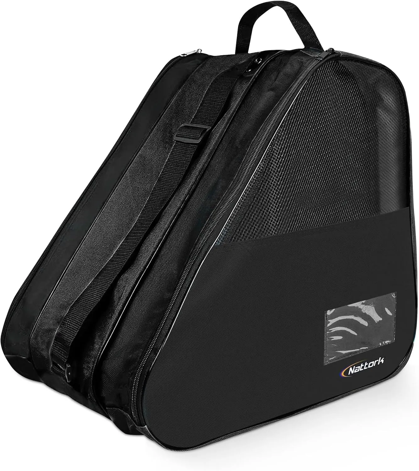Nattork Roller Skate Bag - Oxford Cloth Ice Skate Bag with Large Capacity, Breathable Mesh, Side Pockets & Name Card Holder for Adults & Kids