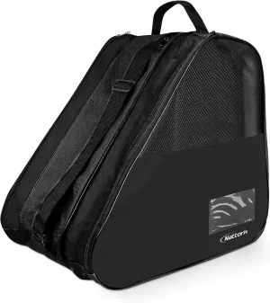 Nattork Roller Skate Bag - Oxford Cloth Ice Skate Bag with Large Capacity, Breathable Mesh, Side Pockets & Name Card Holder for Adults & Kids