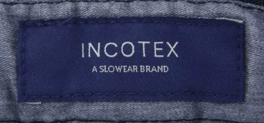 Navy Blue Solid Cotton Blend Pants - Slim