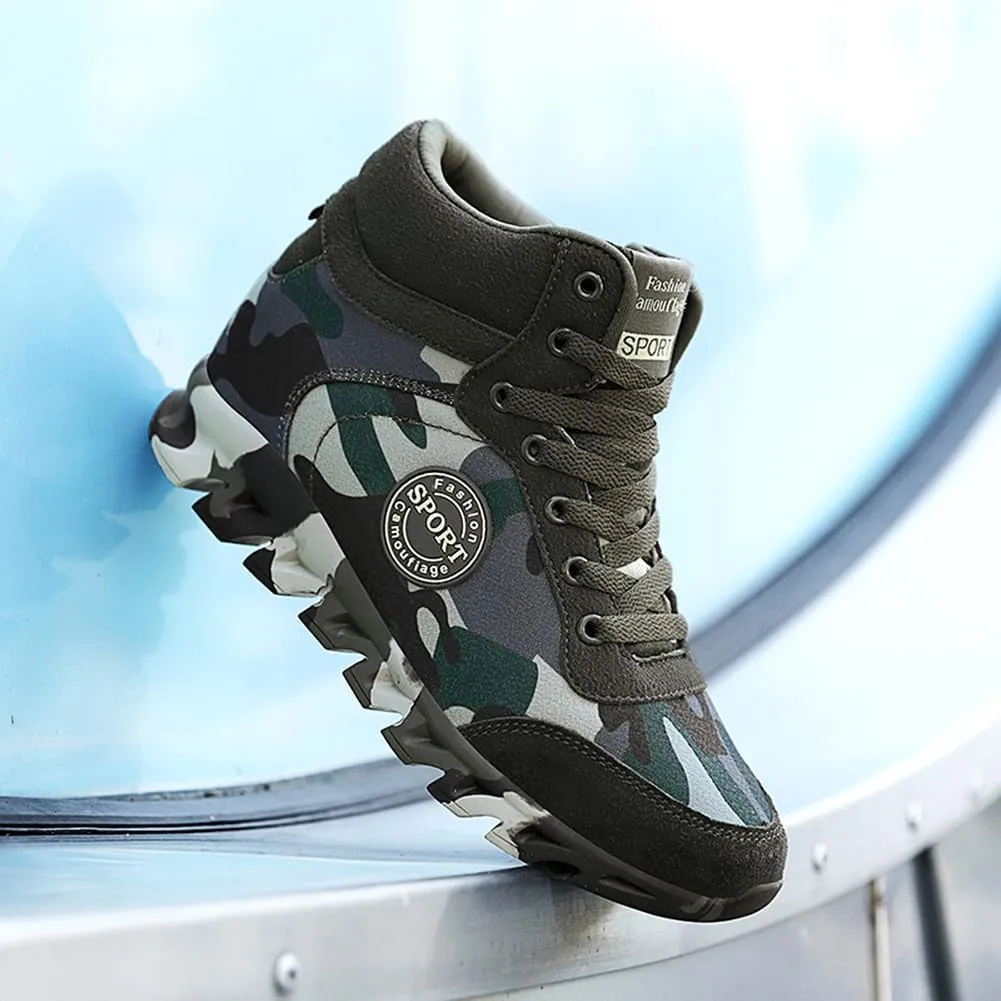NCNDB Women's Camouflage Wedges Sneakers Inner Heightening Walking High-Heel Leisure Shoes US 4.5-10