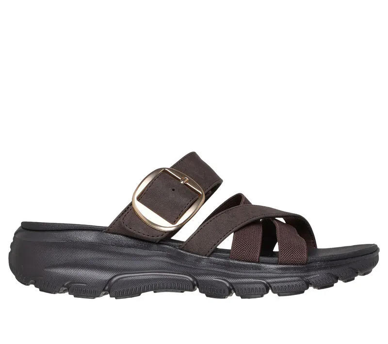 NEW Women's SKECHERS RELAXED FIT: EASY GOING - PERFECT COMPANY Chocolate LEATHER Sandals AUTHENTIC IN BOX