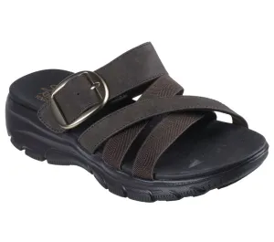 NEW Women's SKECHERS RELAXED FIT: EASY GOING - PERFECT COMPANY Chocolate LEATHER Sandals AUTHENTIC IN BOX