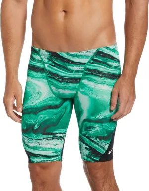 Nike Men's Hydrastrong Crystal Wave Print Jammer Swimsuit-Court Green (Size 34)