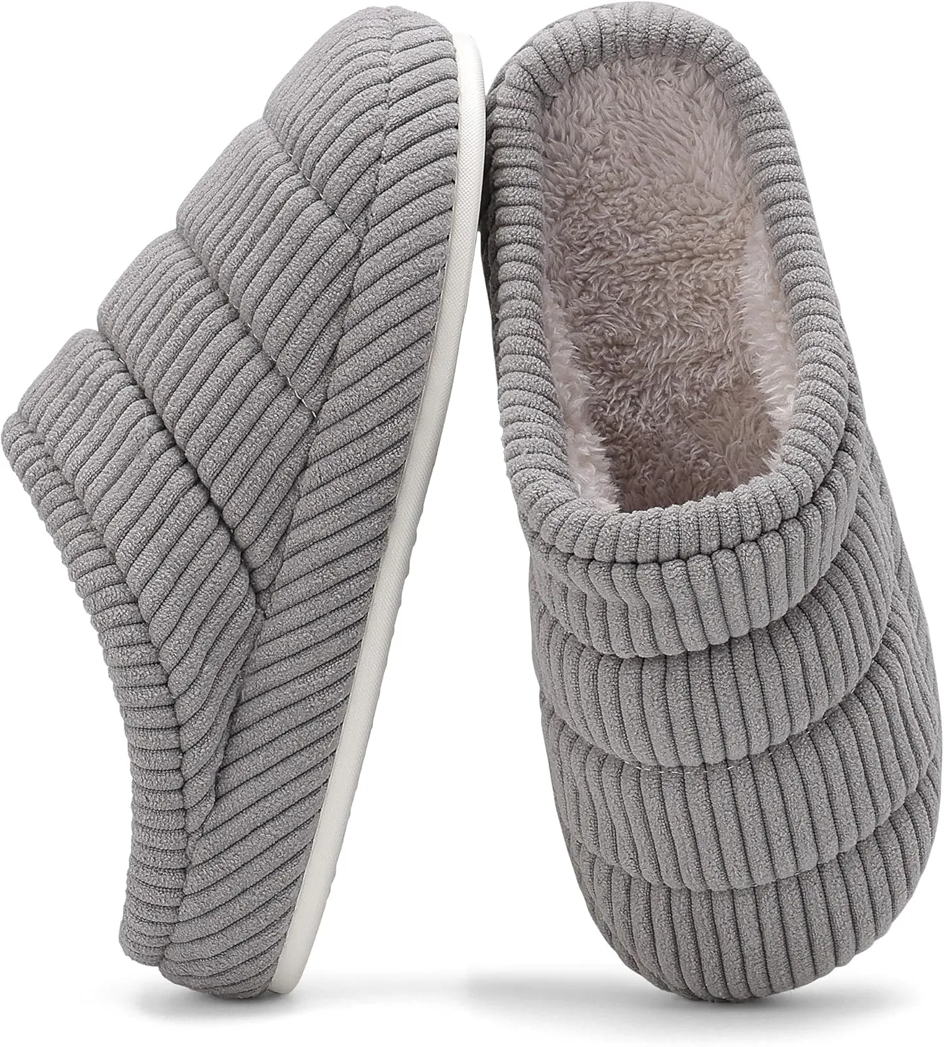 NineCiFun Women's Fuzzy House Slippers Corduroy Memory Foam Warm Slip On Slippers Comfy Bedroom Indoor Outdoor Shoes