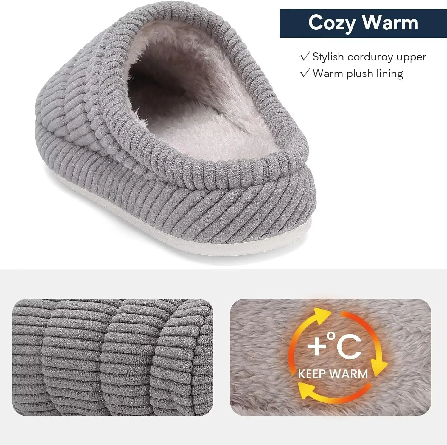 NineCiFun Women's Fuzzy House Slippers Corduroy Memory Foam Warm Slip On Slippers Comfy Bedroom Indoor Outdoor Shoes