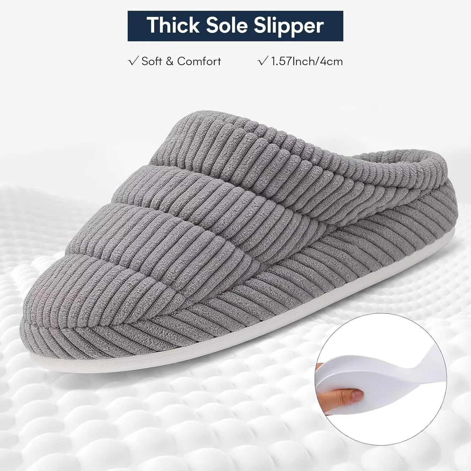 NineCiFun Women's Fuzzy House Slippers Corduroy Memory Foam Warm Slip On Slippers Comfy Bedroom Indoor Outdoor Shoes