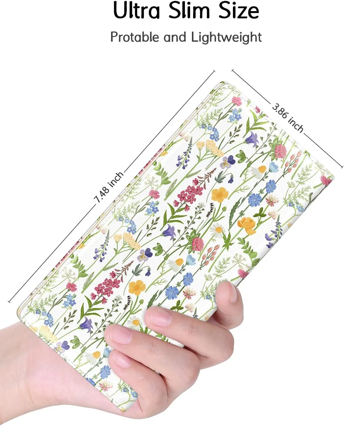Nipichsha Womens Wallet, RFID Slim Wallets for Women, Thin Ladies Credit Card Holder Purse, Cute Leather Bifold Clutch Billfold with 11 Card Slots & ID Window, Colorful Flowers