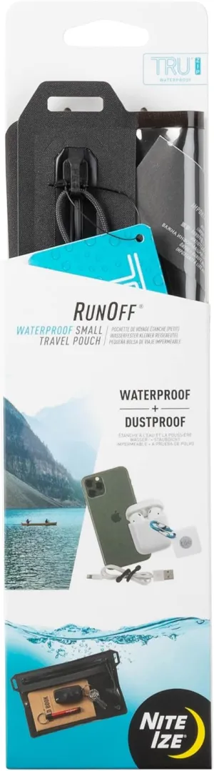 Nite Ize RunOff Waterproof Travel Pouch with TRU Zip - Dry Pouch for Phone & Travel Necessities - Touchscreen Friendly - Waterproof with Reliable Zipper - Charcoal, Small